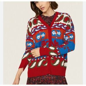 CAROLINA K sabina cardigan sweater in paisley blue sz M